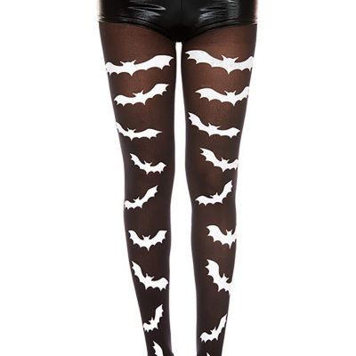 Black White Gothic Bat Print  Pantyhose Ravewear Festival Tights